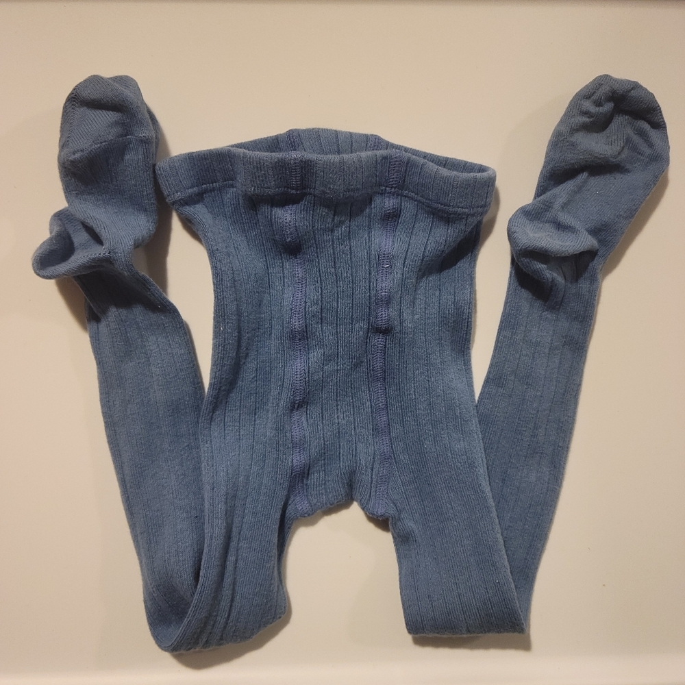 Condor Ribbed Tights In French Blue, Size 2 - Picture 5 of 5